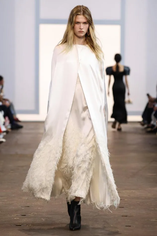 Gabriela Hearst Ponchos and Capes Women Hillman Feather Cape In Ivory Silk Satin