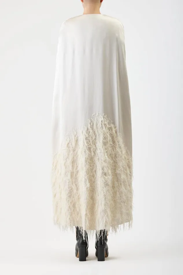 Gabriela Hearst Ponchos and Capes Women Hillman Feather Cape In Ivory Silk Satin