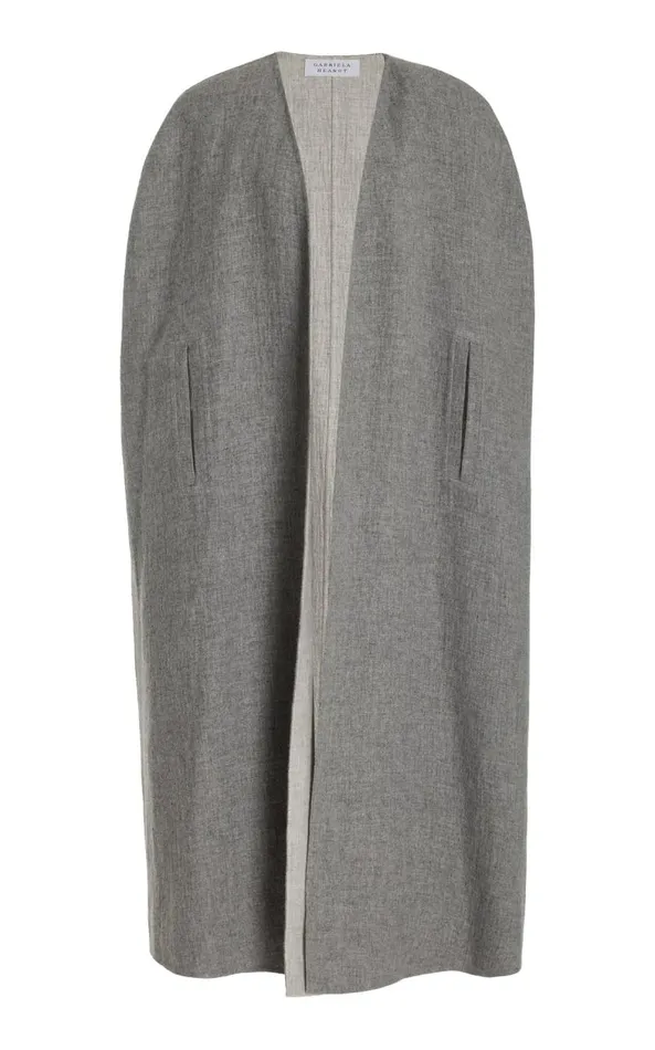 Gabriela Hearst Ponchos and Capes Women Lindlow Cape In Light Grey Melange Cashmere Linen Gabriela Hearst Ponchos and Capes Women Lindlow Cape In Light Grey Melange Cashmere Linen
