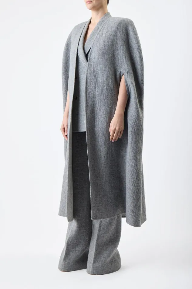 Gabriela Hearst Ponchos and Capes Women Lindlow Cape In Light Grey Melange Cashmere Linen