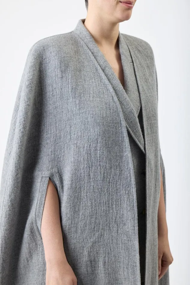 Gabriela Hearst Ponchos and Capes Women Lindlow Cape In Light Grey Melange Cashmere Linen
