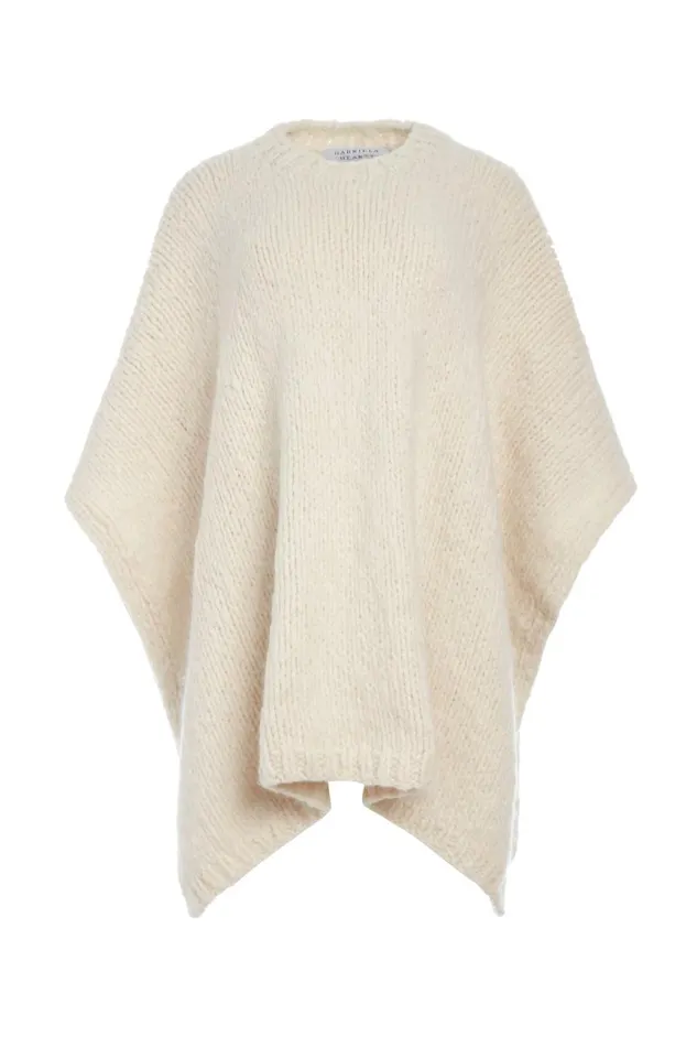 Gabriela Hearst Ponchos and Capes Women Lyla Knit Poncho In Ivory Welfat Cashmere Gabriela Hearst Ponchos and Capes Women Lyla Knit Poncho In Ivory Welfat Cashmere