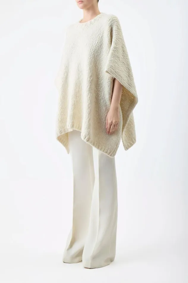 Gabriela Hearst Ponchos and Capes Women Lyla Knit Poncho In Ivory Welfat Cashmere