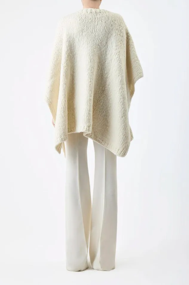 Gabriela Hearst Ponchos and Capes Women Lyla Knit Poncho In Ivory Welfat Cashmere