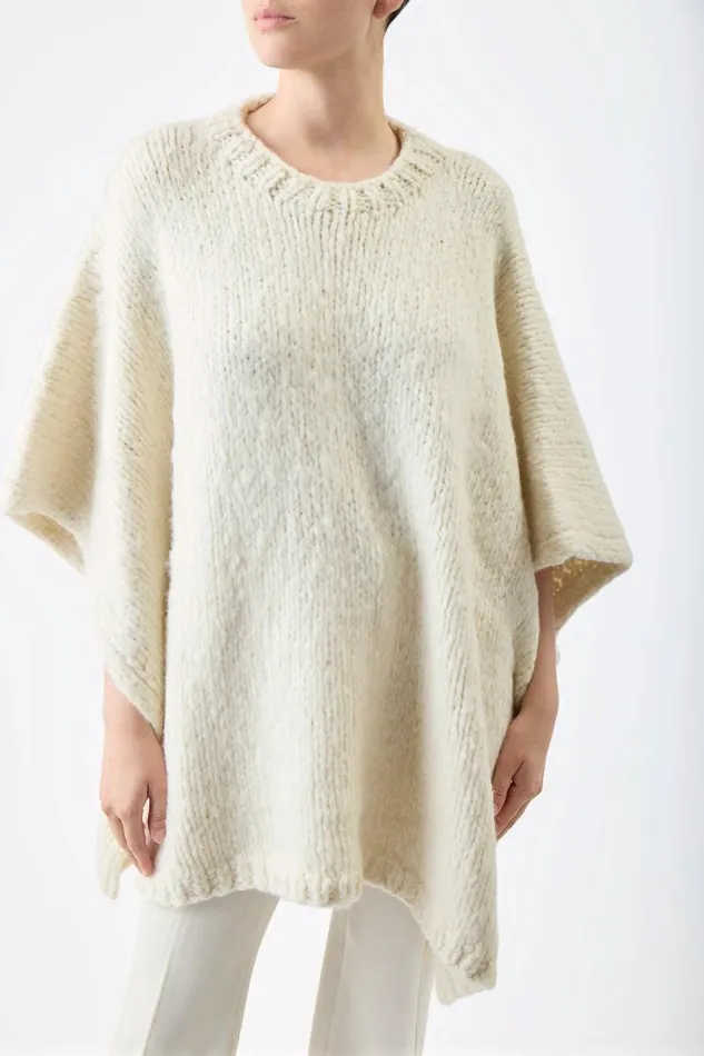 Gabriela Hearst Ponchos and Capes Women Lyla Knit Poncho In Ivory Welfat Cashmere