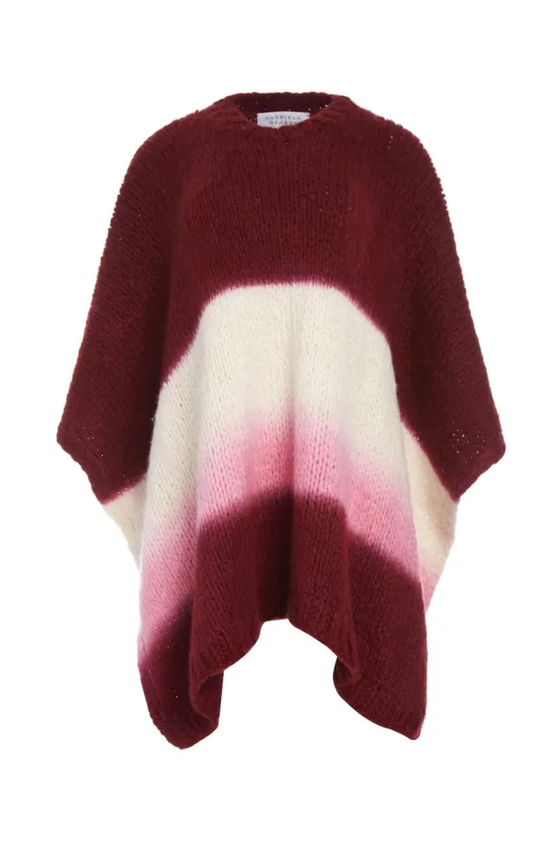 Gabriela Hearst Ponchos and Capes Women Lyla Knit Ponco In Dip Dye Bordeaux Multi Welfat Cashmere Gabriela Hearst Ponchos and Capes Women Lyla Knit Ponco In Dip Dye Bordeaux Multi Welfat Cashmere
