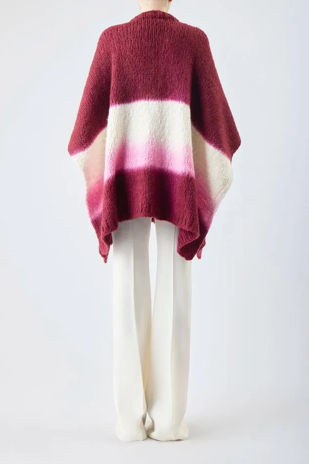 Gabriela Hearst Ponchos and Capes Women Lyla Knit Ponco In Dip Dye Bordeaux Multi Welfat Cashmere