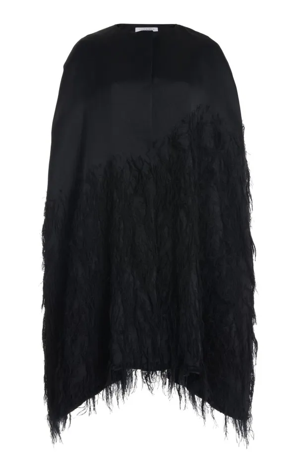 Gabriela Hearst Ponchos and Capes Women Pauli Feather Cape In Black Silk Satin Gabriela Hearst Ponchos and Capes Women Pauli Feather Cape In Black Silk Satin