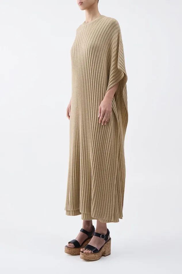 Gabriela Hearst Ponchos and Capes Women Taos Knit Poncho In Hay Merino Wool Cashmere