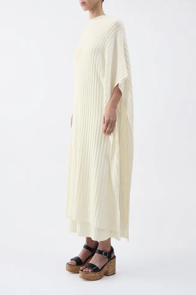 Gabriela Hearst Ponchos and Capes Women Taos Knit Poncho In Ivory Merino Wool Cashmere