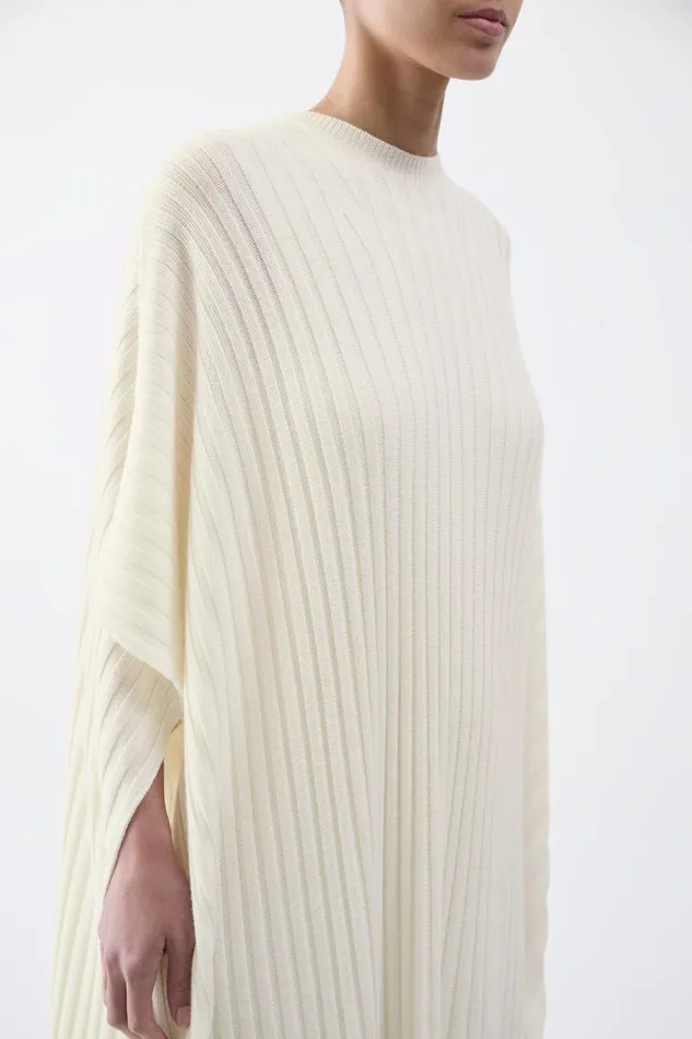 Gabriela Hearst Ponchos and Capes Women Taos Knit Poncho In Ivory Merino Wool Cashmere
