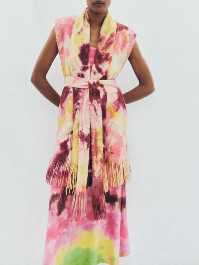Gabriela Hearst Ponchos and Capes Women Teagan Knit Vest In Multi Tie Dye Cashmere