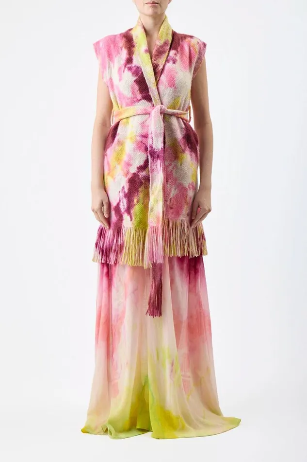 Gabriela Hearst Ponchos and Capes Women Teagan Knit Vest In Multi Tie Dye Cashmere