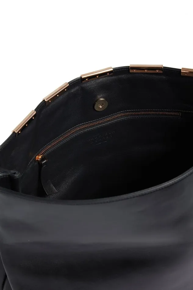 Gabriela Hearst Pouches and Clutches WomenMen Phoebe Foldover Bag In Black Nappa Leather With Rose Gold Hardware
