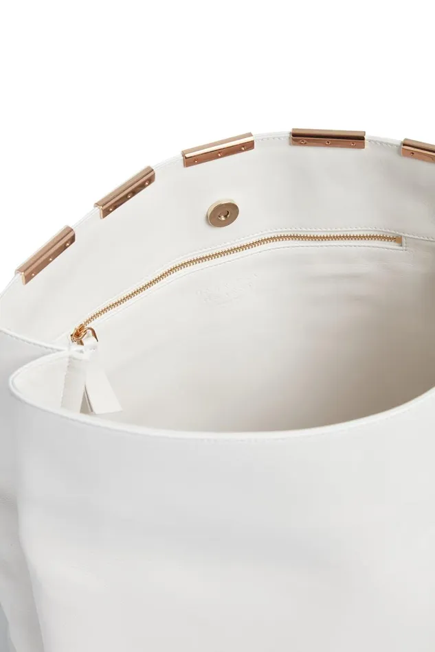 Gabriela Hearst Pouches and Clutches WomenMen Phoebe Foldover Bag In Ivory Nappa Leather With Rose Gold Hardware