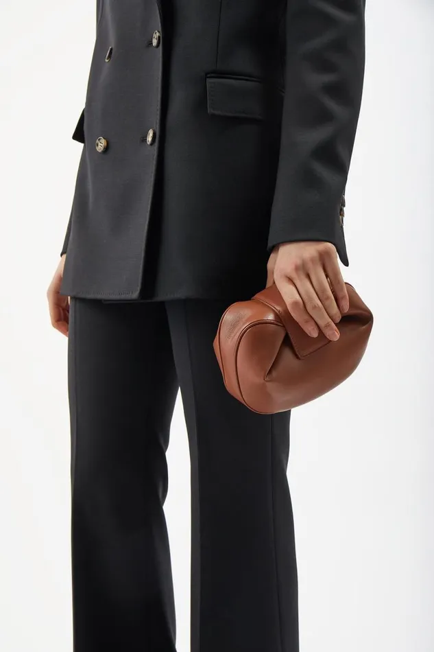 Gabriela Hearst Pouches and Clutches WomenMen Soft Demi Clutch Bag In Cognac Nappa Leather