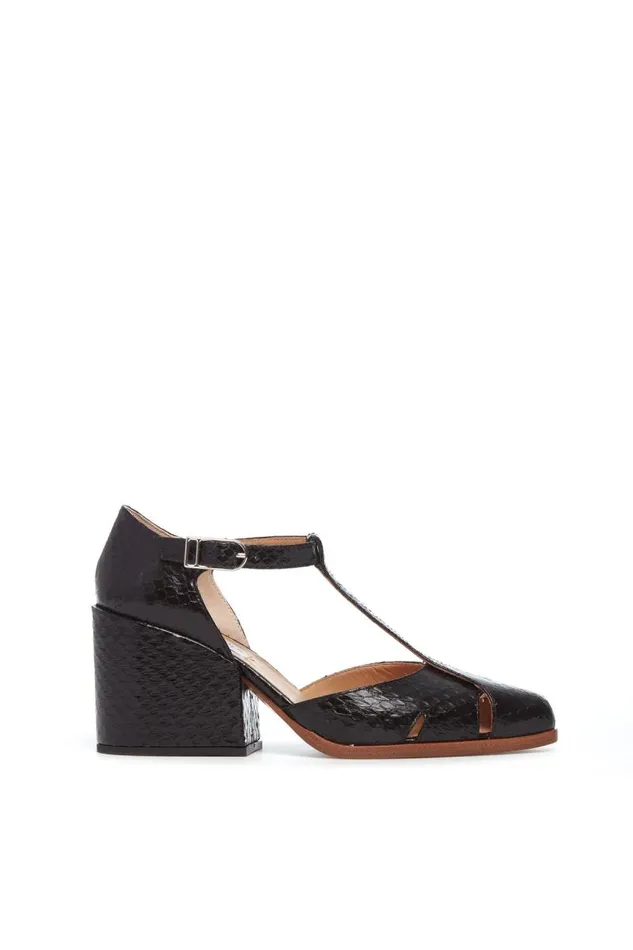 Gabriela Hearst Pumps Women Hawes TStrap Heel In Black Snakeskin