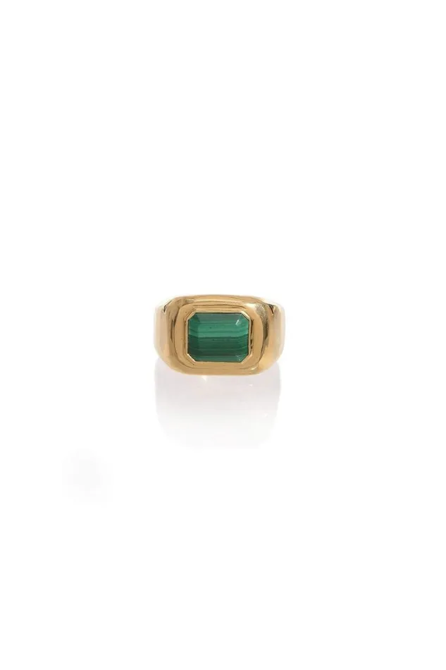 Gabriela Hearst Rings Women Large Ring In 18K Gold and Malachite Stone