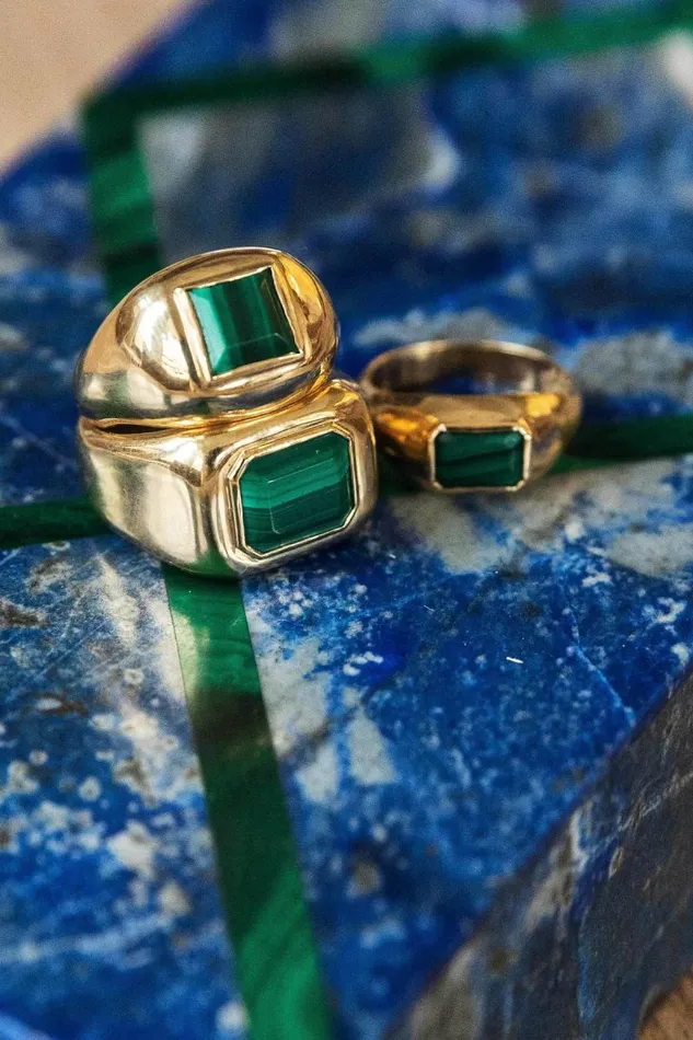 Gabriela Hearst Rings Women Large Ring In 18K Gold and Malachite Stone