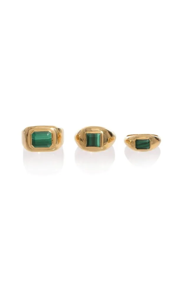 Gabriela Hearst Rings Women Large Ring In 18K Gold and Malachite Stone