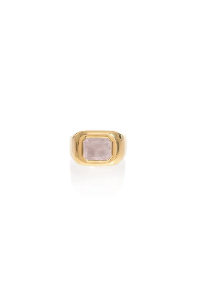Gabriela Hearst Rings Women Large Ring In 18K Gold and Rose Quartz