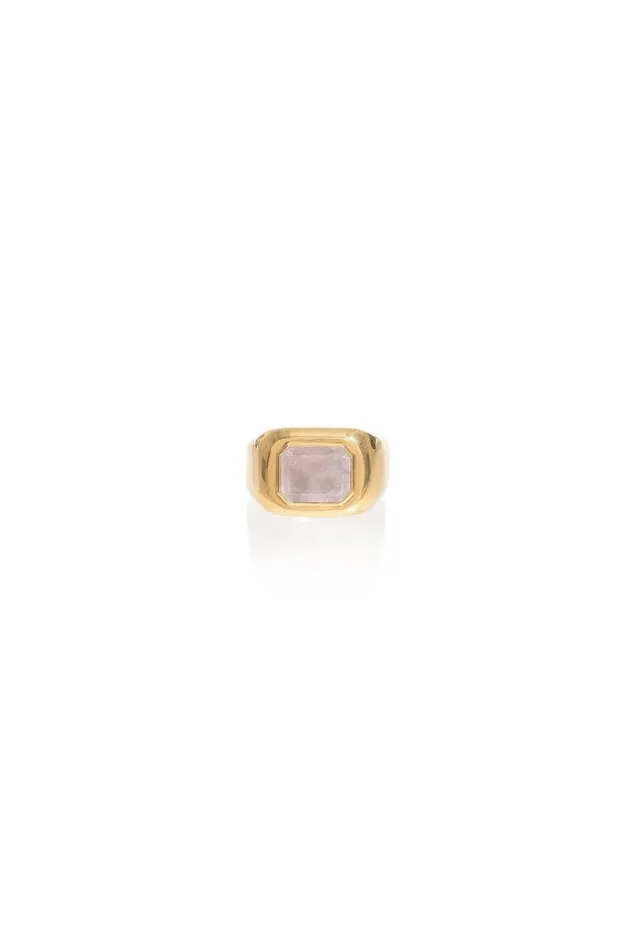 Gabriela Hearst Rings Women Large Ring In 18K Gold and Rose Quartz