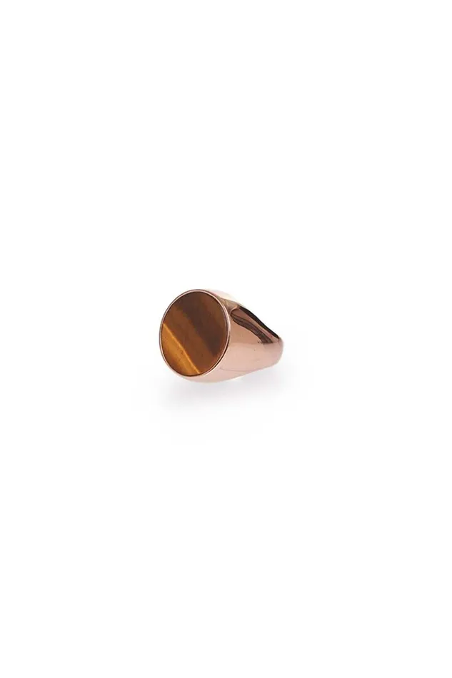 Gabriela Hearst Rings Women One Ounce Signet Ring In Rose Gold and Tiger039s Eye Gabriela Hearst Rings Women One Ounce Signet Ring In Rose Gold and Tiger039s Eye