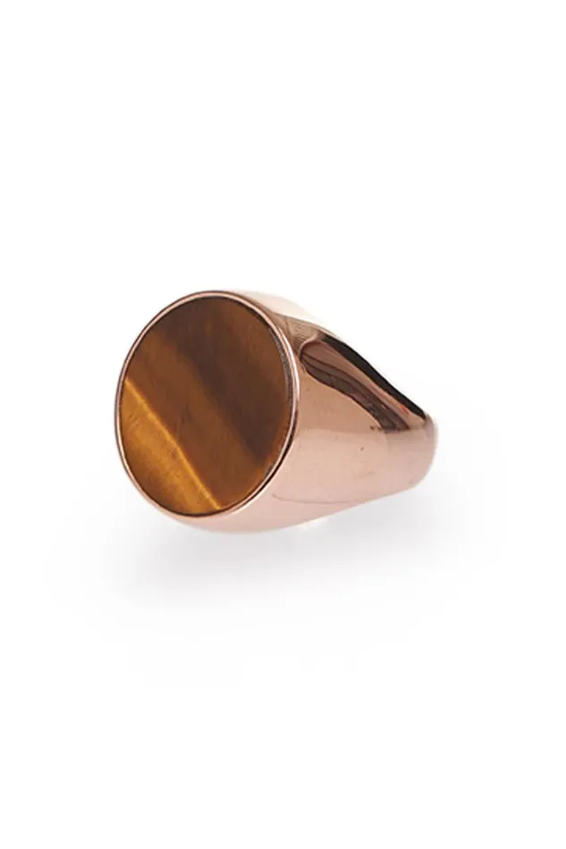 Gabriela Hearst Rings Women One Ounce Signet Ring In Rose Gold and Tiger039s Eye