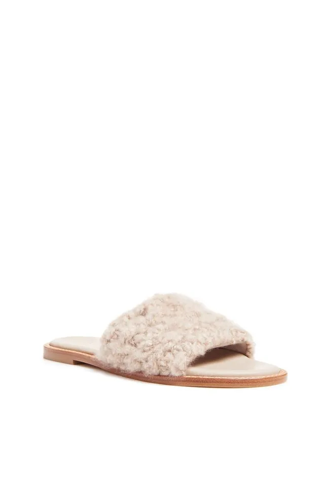 Gabriela Hearst Sandals Women Ballast Slide Sandal In Oatmeal Leather and Cashmere