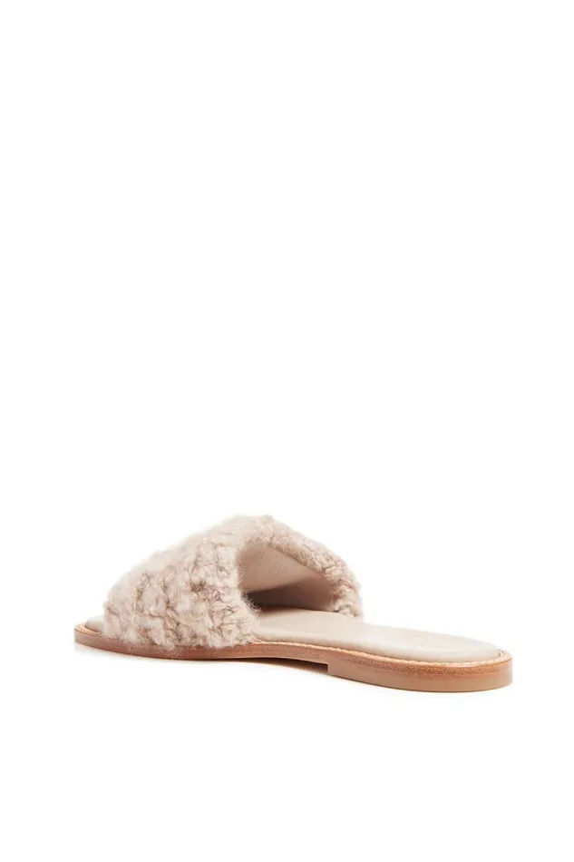 Gabriela Hearst Sandals Women Ballast Slide Sandal In Oatmeal Leather and Cashmere