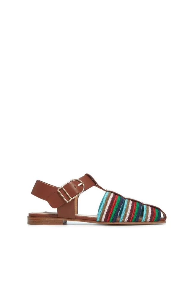 Gabriela Hearst Sandals Women Calla Sandal In Cognac Multi Leather Crochet