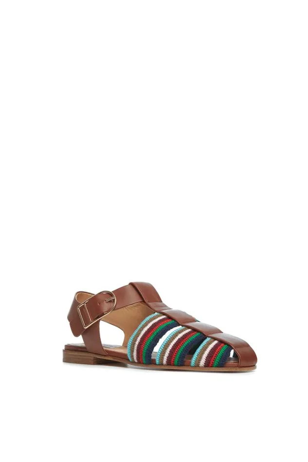 Gabriela Hearst Sandals Women Calla Sandal In Cognac Multi Leather Crochet