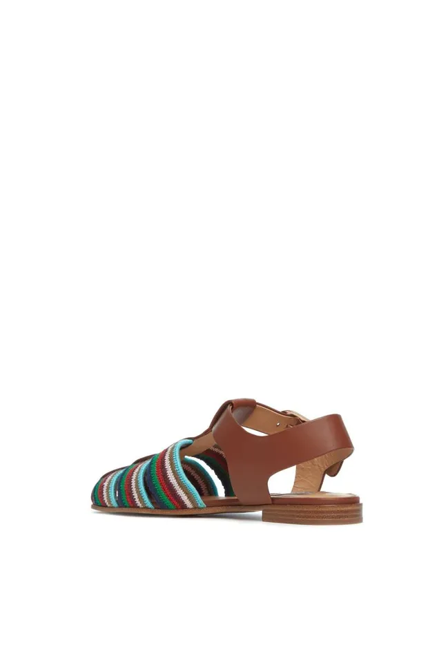 Gabriela Hearst Sandals Women Calla Sandal In Cognac Multi Leather Crochet