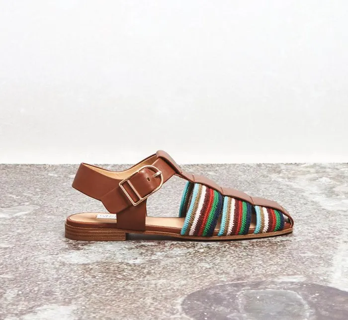 Gabriela Hearst Sandals Women Calla Sandal In Cognac Multi Leather Crochet