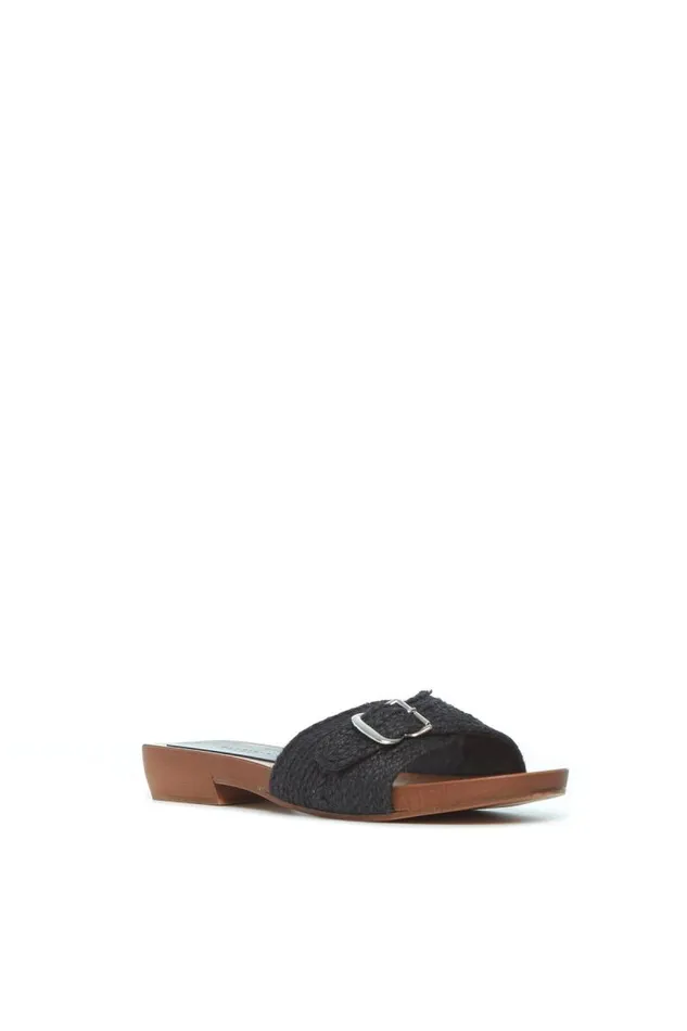 Gabriela Hearst Sandals Women Clover Slide Sandal In Black Leather Jute