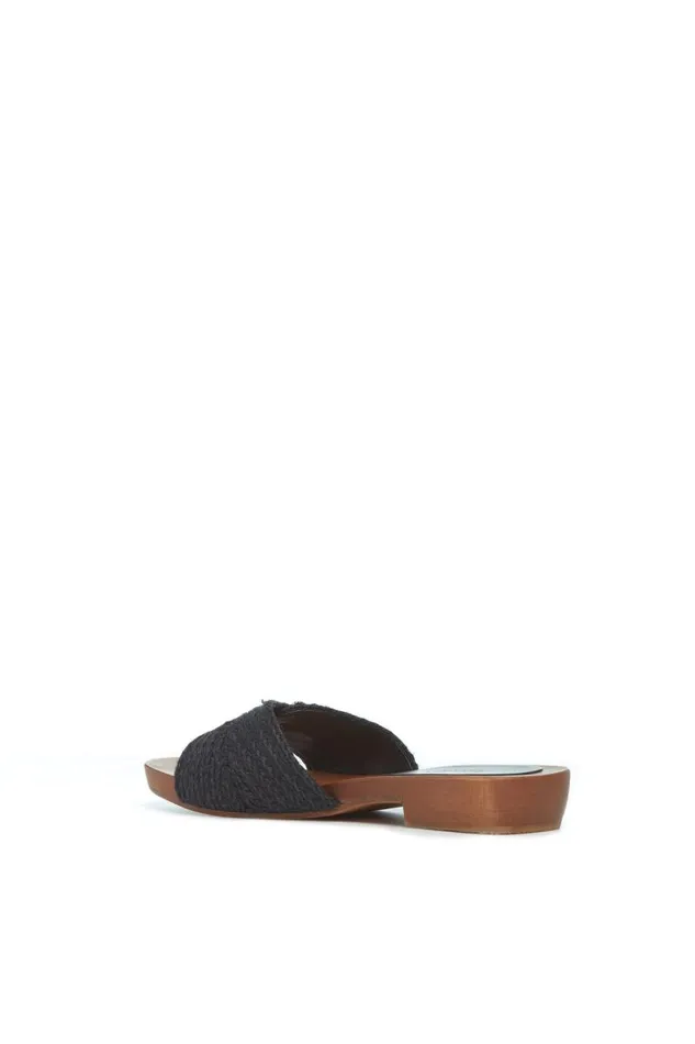 Gabriela Hearst Sandals Women Clover Slide Sandal In Black Leather Jute