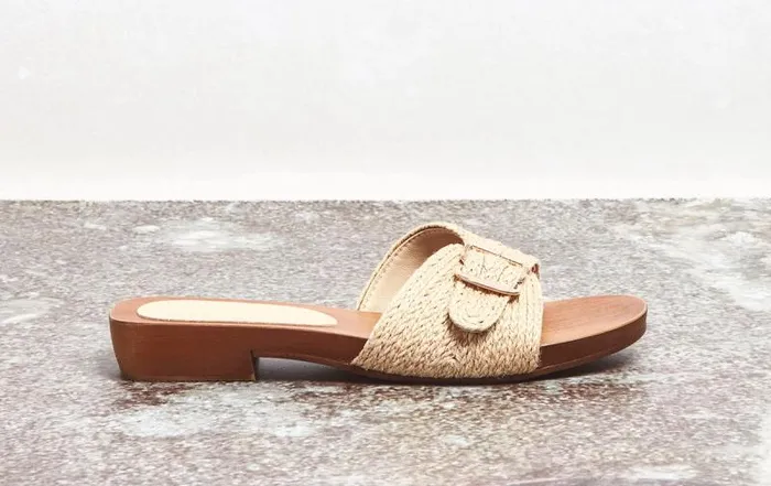 Gabriela Hearst Sandals Women Clover Slide Sandal In Cream Leather Jute