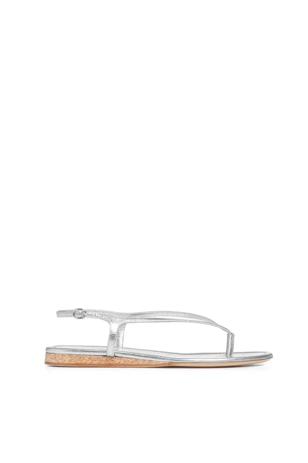 Gabriela Hearst Sandals Women Gia Flat Sandal In Silver Metallic Leather