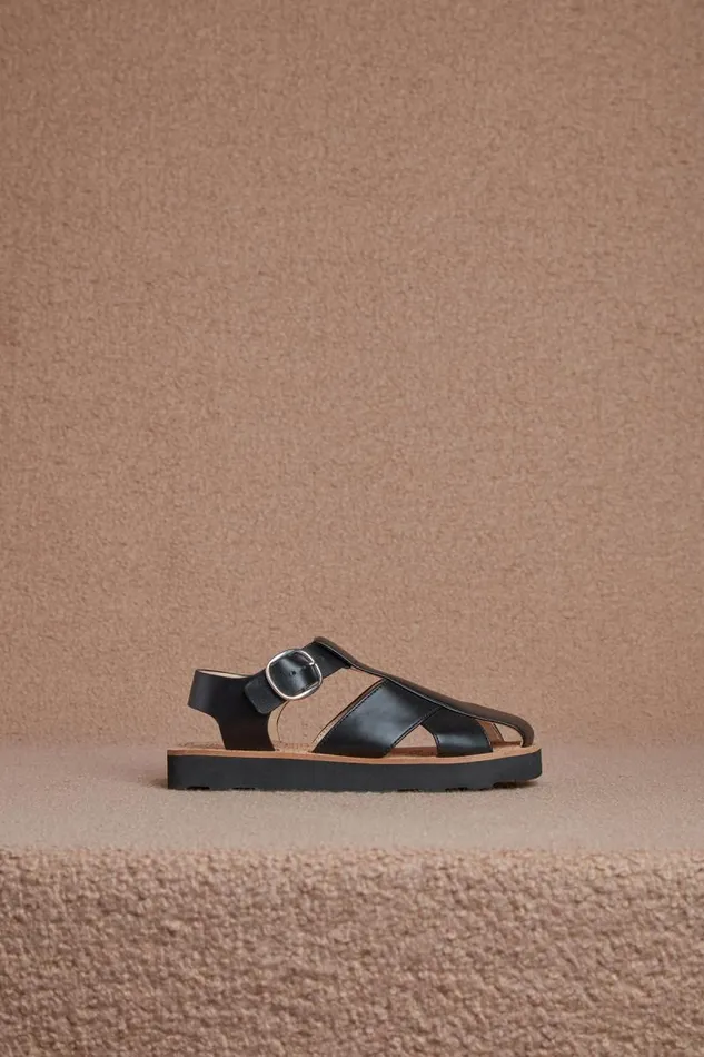 Gabriela Hearst Sandals Women Horatio Flat Sandal In Black Nappa Leather