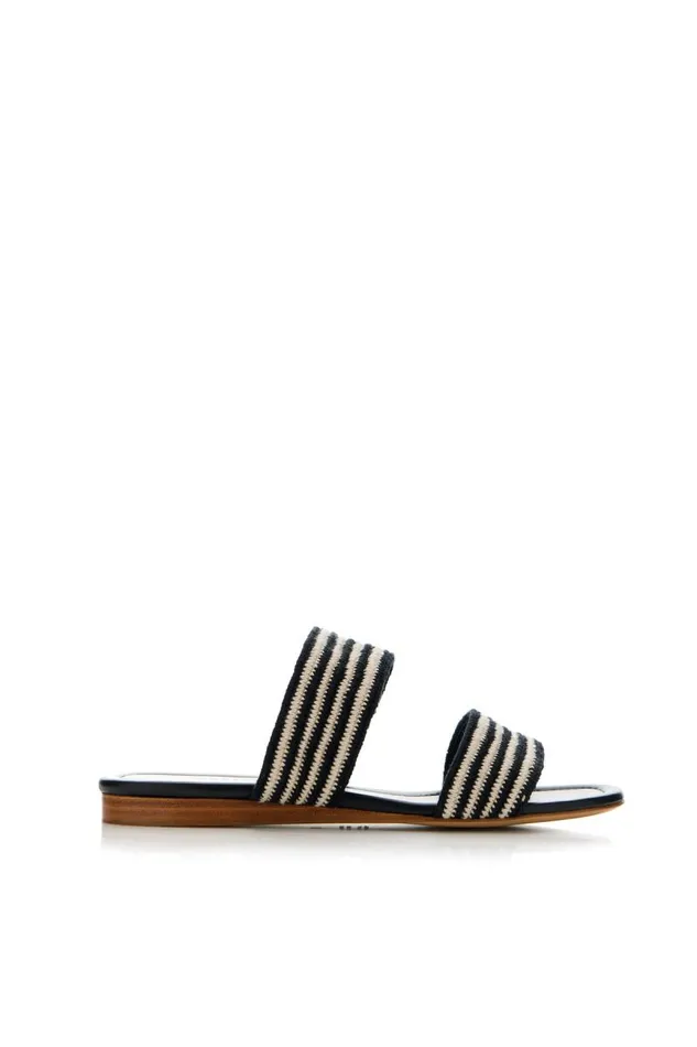 Gabriela Hearst Sandals Women Lora Flat Sandal In Black and White Crochet