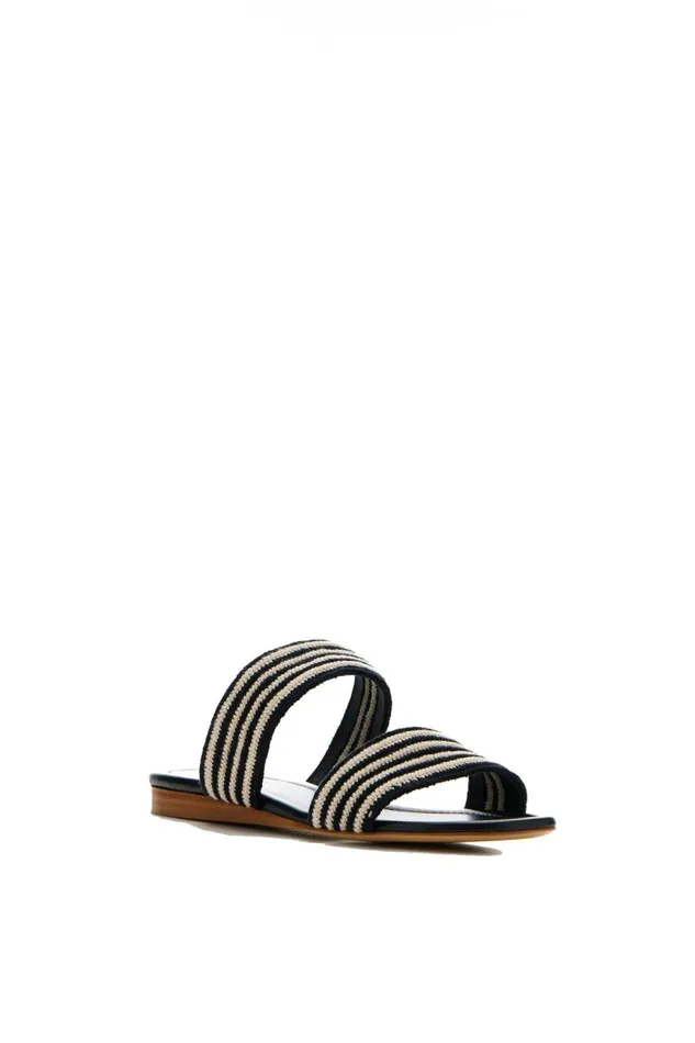 Gabriela Hearst Sandals Women Lora Flat Sandal In Black and White Crochet