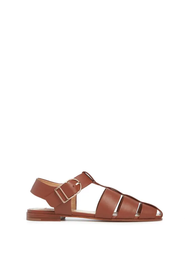 Gabriela Hearst Sandals Women Lynn Flat Sandal In Cognac Leather