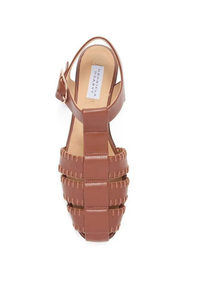 Gabriela Hearst Sandals Women Lynn Flat Sandal In Cognac Nappa Leather With Stitch