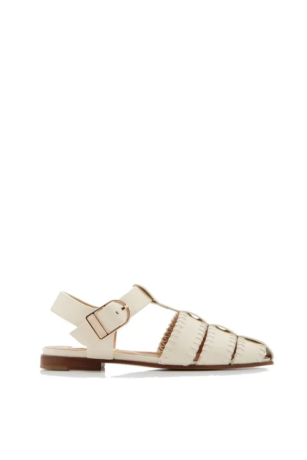 Gabriela Hearst Sandals Women Lynn Flat Sandal In Cream Nappa Leather With Stitch Gabriela Hearst Sandals Women Lynn Flat Sandal In Cream Nappa Leather With Stitch