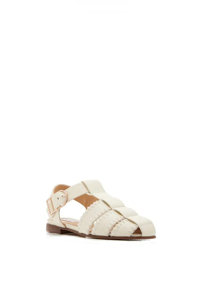 Gabriela Hearst Sandals Women Lynn Flat Sandal In Cream Nappa Leather With Stitch