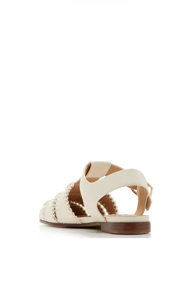 Gabriela Hearst Sandals Women Lynn Flat Sandal In Cream Nappa Leather With Stitch