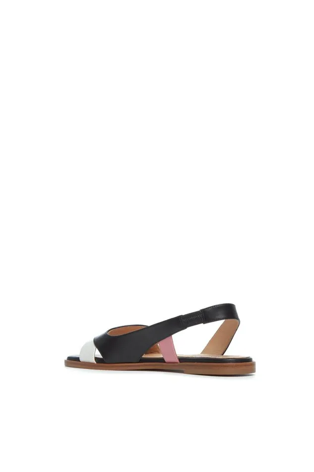 Gabriela Hearst Sandals Women Pippa Flat Sandal In Black and Ivory Leather
