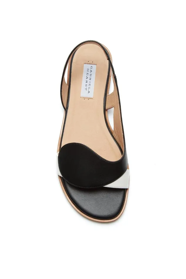 Gabriela Hearst Sandals Women Pippa Flat Sandal In Black and Ivory Leather
