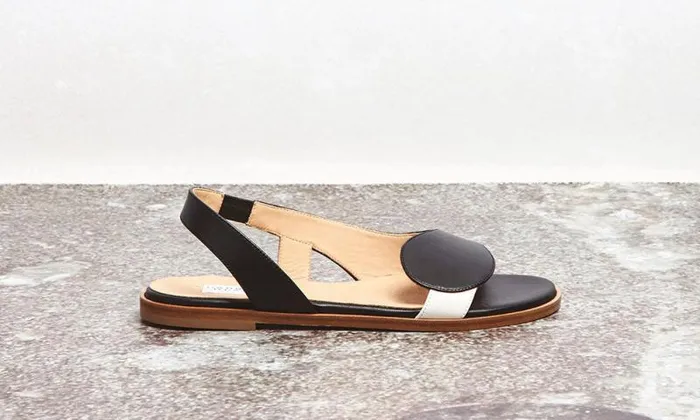 Gabriela Hearst Sandals Women Pippa Flat Sandal In Black and Ivory Leather