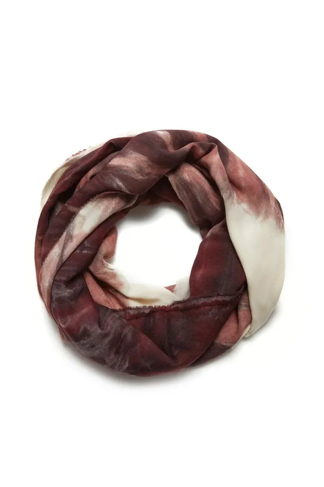 Gabriela Hearst Scarves and Gloves Women Anaya Scarf In Deep Bordeaux Multi Tie Dye Cashmere Silk And Wool Gauze With Edge Stitch